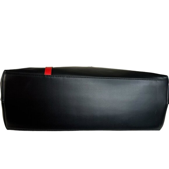 Roberta di Camerino Tote Shoulder Bag Ribbon Motif Leather red PVC Closed Zippe - Picture 5 of 16